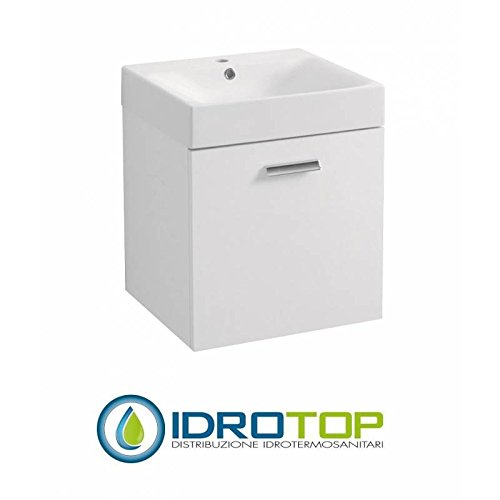 Ceramic Basin 50 x 45 in with Mobile A 1 DOOR SX, Sink, Drain, Overflow and Fixings for Siphon White colavene