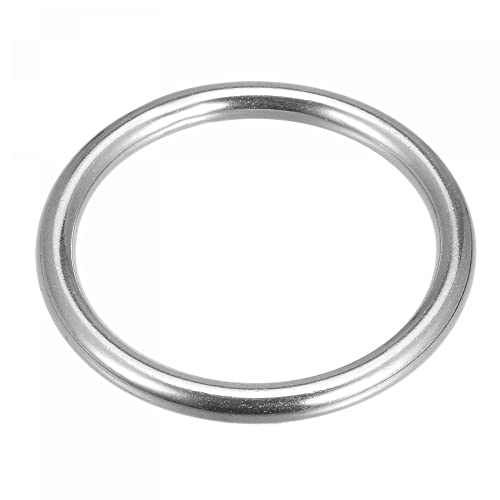 sourcing map Anneau Soudé Inox Acier 316 Rond 50mm ID 6mm Épais