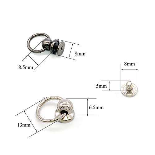 Yoliko YLK2023030402 30 Pack 3 Color Round Phillips Head Button Stud Screws With Pull Ring 6.5X8X8.5Mm Chicago Screws Handbags Round Pull Ring Brass Rivets For Diy Leather Craft thumb #1