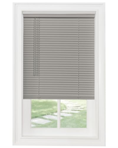 Cordless Light Filtering Window Blinds - 32 Inch Width, 72 Inch Length, 1' Vinyl Slat Size - Grey - GII Morningstar Light Filtering Pull Down Horizontal Window Shades by Achim Home Decor