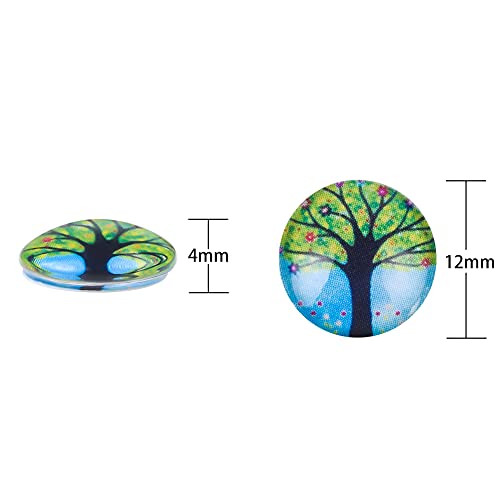 image for Aipridy 200 Pieces 12mm Mosaic Printed Glass Dome Cabochons Mixed Colo