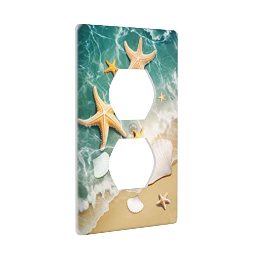 Starfish Duplex Outlet Cover Wall Plates Decorate Outlet Covers For Electrical Outlets Switch Plate Decorative Wallplate Plug Cover 4.5 * 2.76 Inches #TOP1