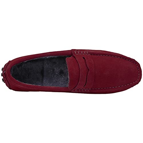 Image of ANUFER Men's Suede Leather Penny Loafers Comfort Driving Shoes Moccasin Slippers