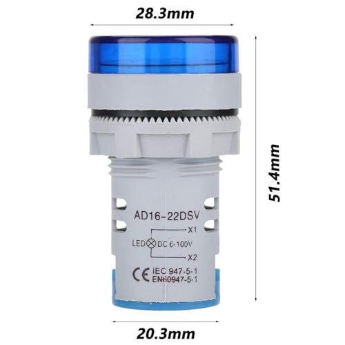 Image of SP Electron (Set of 3) AC 60-500V LED Voltage Meter Indicator Signal Light Digital Display Voltage Meter Indicator Round Lamp Tester (Red, yellow, Blue)