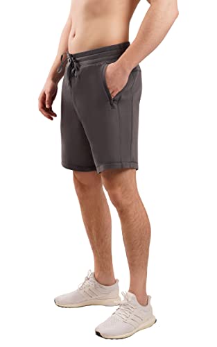 90 Degree By Reflex Ultraweiche Herren-Lounge-Shorts aus Frottee mit Kordelzug und Seitentaschen, Slate Night Terry Seitenteile, 17,8 cm, Groß Cover