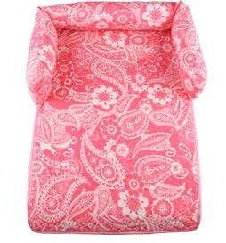 GlobalNiche? Pink and White, XL: Tailup Pet Non Slip Sofa Bed Mats 100% Cotton Dog Foldable Car Seat Cover Print Cat Bench Seat Mats