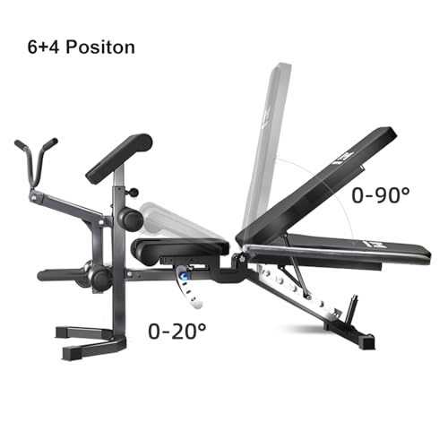 Image of Adjustable Weight Bench, Heavy Duty Workout Bench Press with Leg Extension and Preacher Pad for Home Gym Fitness, Flat Incline Decline Sit Up Bench