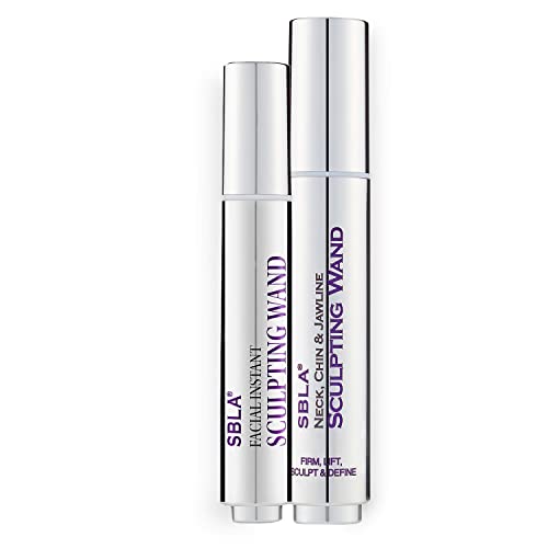 SBLA Beauty Facial Sculpting Wand & Neck, Chin and Jawline Sculpting Facial Wand Duo, Advanced Anti-Aging Set For Skin Tightening, Brightening All Skin Types & Reducing Lines and Wrinkles, 2-pack, .23 Fl Oz + .07 Fl Oz
