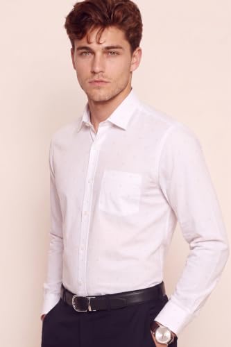 Image of Peter England Men's Cotton Slim Fit Ditsy Printed Full Sleeve Shirt