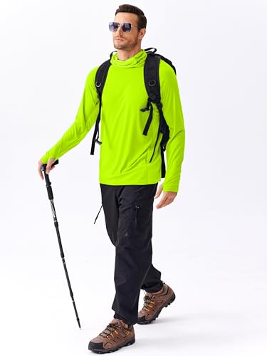 Image of PINSPARK Men's Sun Protection Hoodie with Mask UPF 50+ UV Long Sleeve Shirt Men Rash Guard Performance Fishing Hiking Shirt