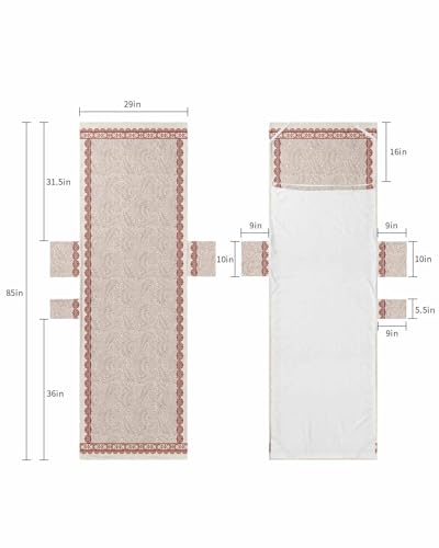 Boho Leaves Beach Lounge Chair Towel Cover, Soft Chaise Lounge Towel with Side Pockets Patio Pool Chairs Cover for Beach/Pool Sunbathing 29x85 Farmhouse Bohemian Floral Flower Beige