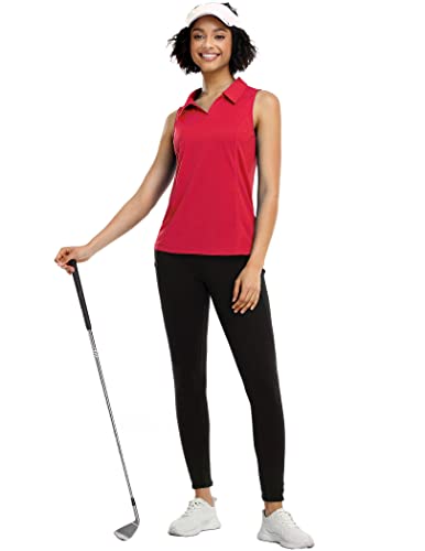 COOrun Women's Golf Polo Shirts Sleeveless Quick Dry Tennis T-Shirts Lightweight V-Neck with Collar Tank Top4