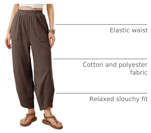 Image of Xiaoxuemeng Womens Baggy Wide Leg Pants Casual Elastic Waisted Palazzo Harem Pants with Pockets