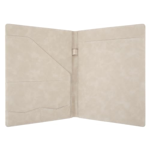 Image of Professional Padfolio Portfolio Binder, Faux Leather, Gray | Interview Resume Folder, Letter Size A4 Legal Writing Pad Holder, Document Organizer for Business School Office Conference