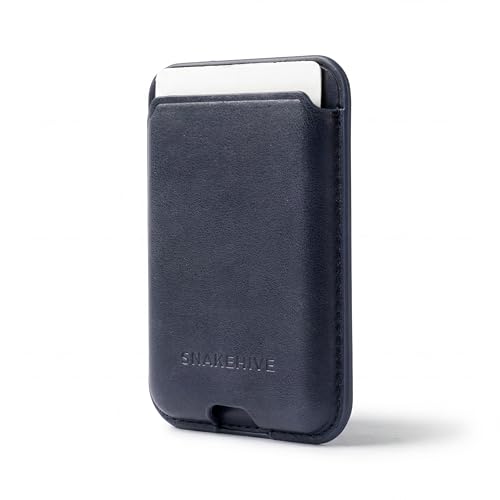 Snakehive Leather Cardholder Compatible with MagSafe Premium U.S. Leather Magnetic Card Wallet (Blue)