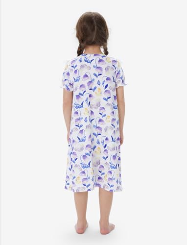 PATPAT Girls Princess Lace Nightgown Short Sleeve Sleepwear Nightdress O-Neck Loose Nightwear Homewear3