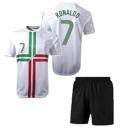 Image of Ronaldo 7 Football Jersey Home Boys with Shorts (Kid's, Boy's& Men)