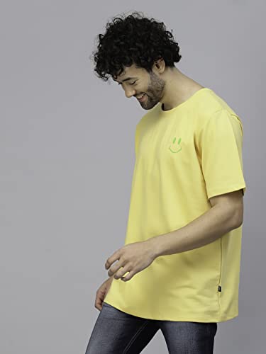 Image of Rigo Back Printed Half Sleeves Round Neck Oversized T-Shirt for Men | Drop Shoulder T-Shirt for Men | Loose Baggy Fit T-Shirt for Men