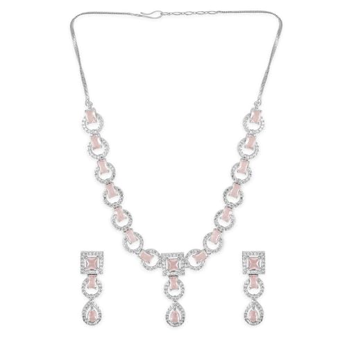 Image of Rubans American Diamond Zirconia Necklace Set Stylish Jewellery Gift for Women & Girls