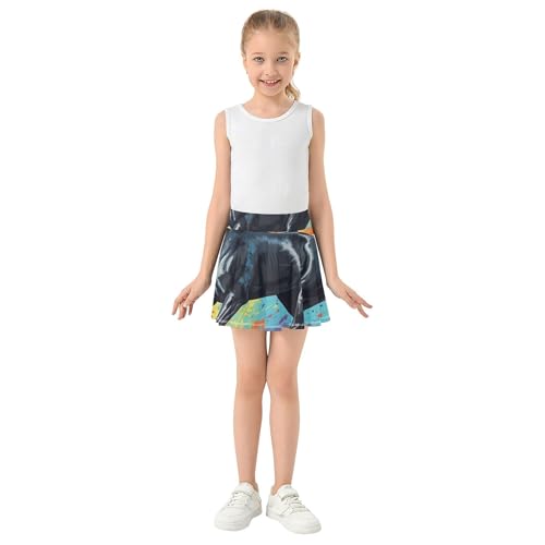 Joisal Athletic Shorts Girls Skorts Colorful Black Horse Print Tennis Skirts Kids Blue Pink Teen Skirt 3t3