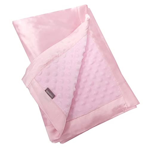 Image of Baby Soft Silk Blanket - 100% Mulberry Silk On One Layer with Minky Plush Dot Blanket Backing - Reversible Double Layer, Gift for Girls /Boys Best for Summer (28 x 40 inch, Light Pink)