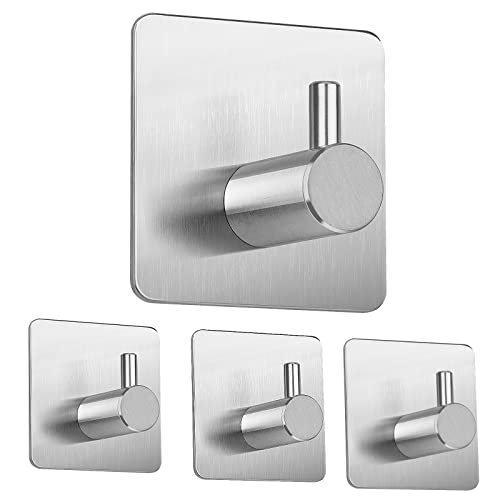 Ganchos autoadhesivos para toallas de acero inoxidable para baño y cocina (4 unidades) Cover