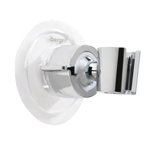 Ibergrif M20407, support de pommeau de douche sans perçage adhésif 3M - 360° support de douche réglable, support de douchette universel, douchette, support de douche...