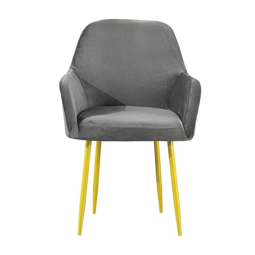 EBETA Funda para silla de concha de terciopelo con reposabrazos, elástica, para silla de oficina, color gris, 4 unidades
