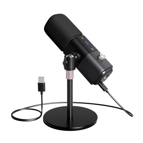 NearStream Microphone USB/XLR à Condensateur Supercardioïde Compatible avec Mac,PC,PS4/5,Discord, Audio Mixer, Microphone Dynamique avec Mute&Gain...
