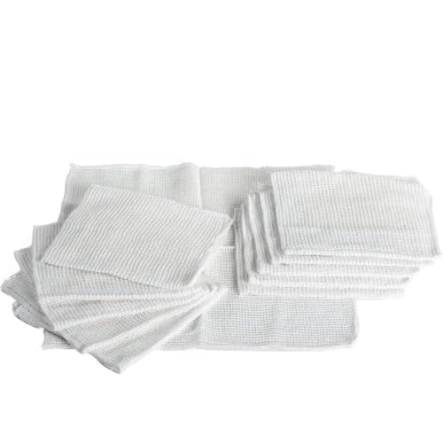 Prieto Larrey - Pack 24 BAYETAS PAÑO - 40x40 - Rejilla Blanca 100% algodón - Bayeta Multiusos y multisuperficie- Uso Dómestico y Profesional (24)