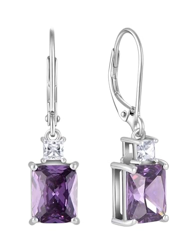 Starchenie Pendientes Mujer Plata De Ley 925 Con Circonita Cúbica Colgante Piedra Natal Amatista Pendientes Regalo De Joyería Starchenie Pendientes Mujer Plata De Ley 925 Con Circonita Cúbica Colgante Piedra Natal Amatista Pendientes Regalo De Joyería