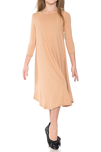 Pastel by Vivienne Honey Vanilla Girls' Trapeze Midi Dress with Easy Removable Label