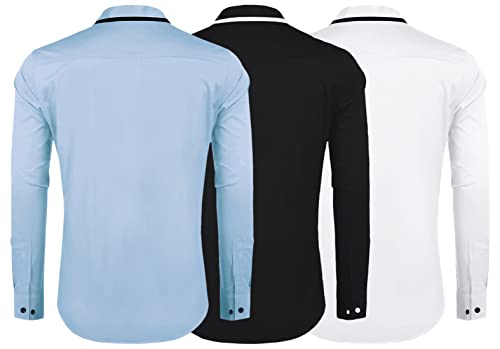 Image of Zombom Combo of Men's Cotton Blend Solid Regular Fit Casual Full Sleeves Shirts (Pack of 3)