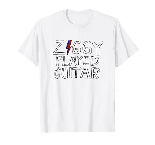 Photo de David Bowie - Ziggy Joué Guitare Sketch Lyric T-Shirt