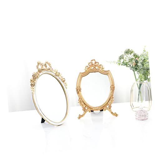 Espejo Maquillaje Retro Tallado con Luz LED miniatura 6