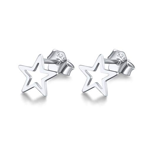 Tiny Cartilage S925 Sterling Silver Star Stud Earrings for Women Men Girls Geometric Minimalist Small Tragus Cute Huggie Piercing Studs Post Jewelry Gifts for Birthday Bff Daughter