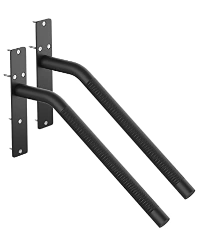 2 Pack 16 Inch Stair Handrails For 1-3 Steps, Munzong Black Stainless Steel Hand Rail For Stairs, Wall Mounted Knurled Safety Grab Bar For Outdoor Garage Entry Interior Exterior Stairway- 1.25” Tube #TOP19