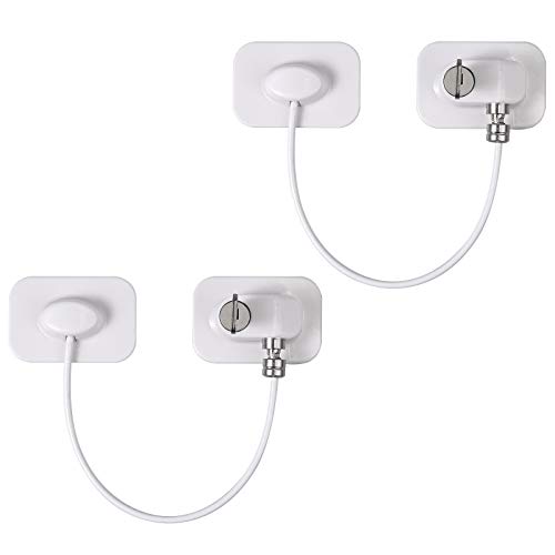 HOMGEN Lot de 2 verrous de porte pour réfrigérateur pour adultes et enfants - avec 4 clés et adhésif robuste Cover