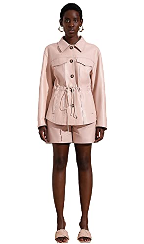 Women's Genuine Leather Jacket Turn-Down Collar Oversized Shirt Jacket Coat SmartUniverseWear