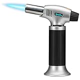 KinetiFire Butane Torch Lighter, Refillable Kithcne Torch with Safety Lock, Continuous Flame Mode, Adjustable Flame for Kitchen, Soldering and Bakingl(Butane Gas Not Included)