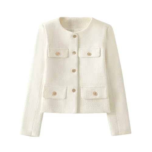 Women's Floral Long Sleeve Round Neck Jacket Business Casual Tweed Jacket Tops2