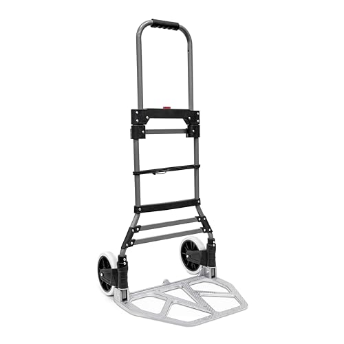 Olympia Tools 250 LB Aluminum Folding Hand Truck with Telescoping Handle - Light Weight Foldable Hand Truck Trolley Dolly Moving Cart with 2-Wheels & Ergonomic Handle for Travel, Home & Office Use