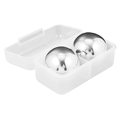 HAKIDZEL Whiskey Stones 2pcs 40mm Stainless Steel Ice Cubes Reusable Metal Ice Blocks for Wine and Whiskey Chilling Drinks Without Dilution Silver