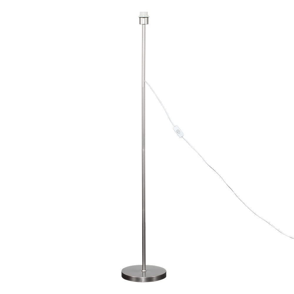 MiniSun | Modern Standard Floor Lamp Base in a Brushed Chrome Metal Finish | Floor Lamps & Torchieres, Home Décor & Improvement Essential | Includes Bulb [6500K Cool White]