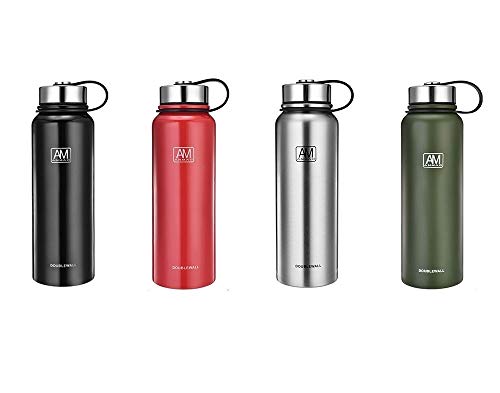 Borraccia isolata – High Capacity isolata sottovuoto in acciaio inox – per viaggi, lavoro, sport, tazza da caffè, verde, 1100ml