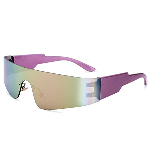 Image of COASION Wrap Around Sunglasses for Women Men Trendy Rimless Futuristic Shades Y2k Shield Flat Top Fashion Eyeglasses