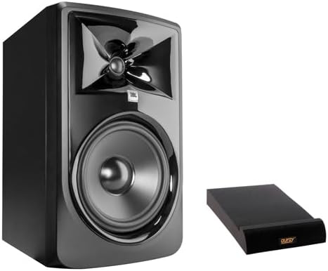 JBL 308P MkII Powered 8" Two-Way Studio Monitor with Isolation Pad for Studio Monitor (Medium, Single) Bundle