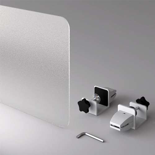 Cloison de bureau en acrylique dépoli 90 cm avec pinces de fixation