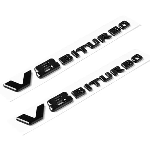 Image of 2PCS 2017+ V8 Biturbo Left & Right Side Decal Badge Sticker Emblem (Gloss Black)