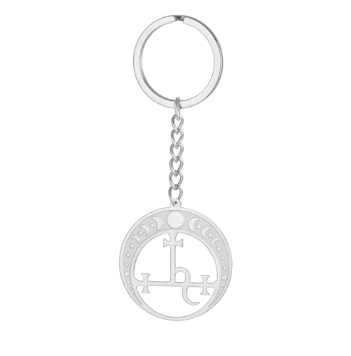 EUEAVAN Llavero de Lilith Sigilo de Lilith Diosa Fase lunar Llavero Bruja Pagana Hécate Mitología Amuleto Triple Luna Diosa Joyería Bruja Regalos Mujeres Hombres (plata)
